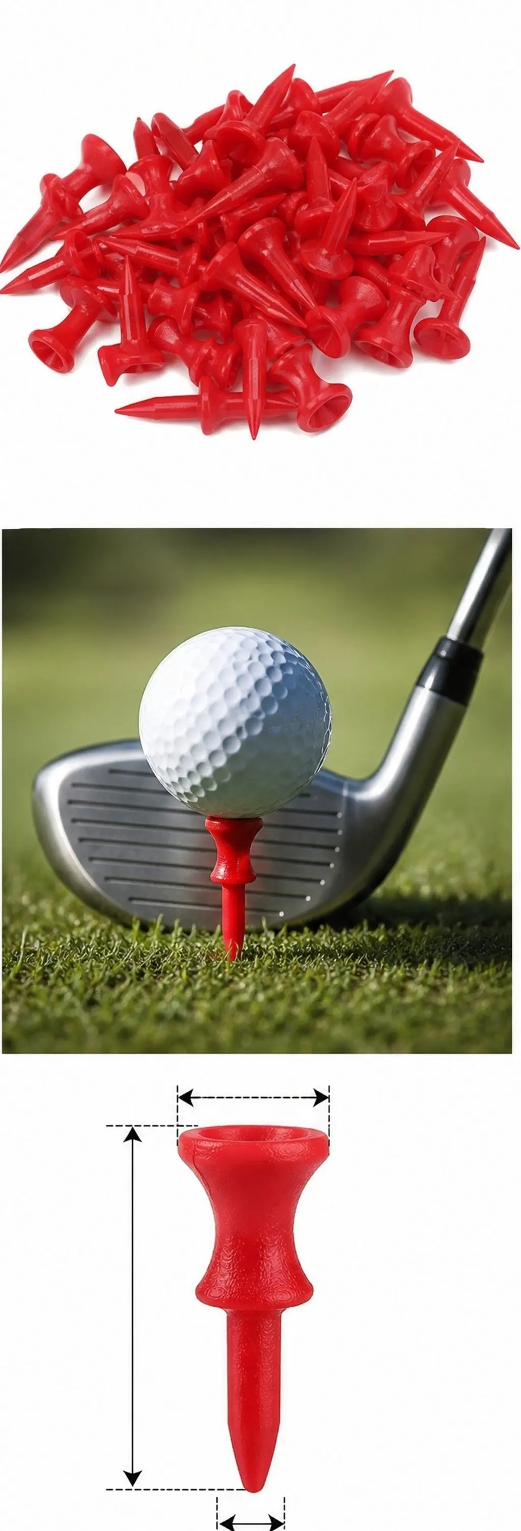 99Pcs Red Golf Tees ABS Plastic 30Cm Length 13Cm Upper Diameter Tee for Outdoor Game Fun Romantic Present
