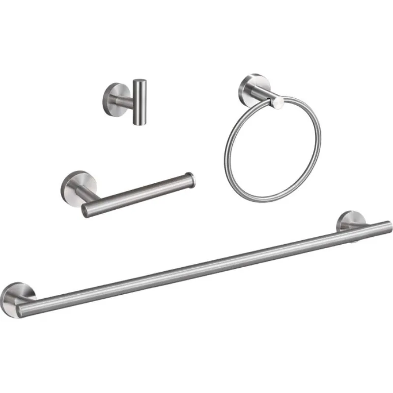 

4-Pieces Brushed Nickel Bathroom Hardware Set Includes 18-Inch Bath Towel Bar Wall Mount Durable SUS304 Stainless Steel