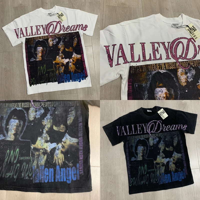 

Vale Top Tee Retro Fashion Print Short Sleeve Men Women Daily Casual All-match Black White Breathable Cotton VALLEY T-shirts