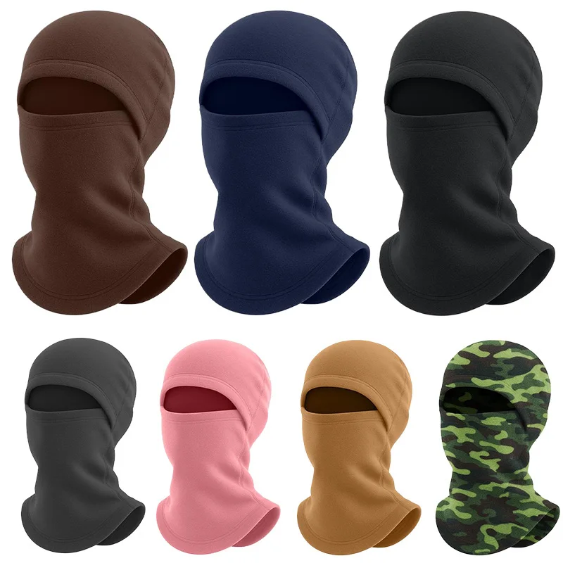 Winter Kids Hat Full Face Warm Hood Windproof Cap Solid Color Fleece Hats Girls Boys Outdoor Ski Mask Neck Ear Protect Accessory image 2