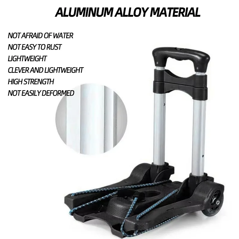 

1 PC Hand Pulled Cart Portable Outdoor Cargo Cart Foldable Household Luggage Handling Trolley Black