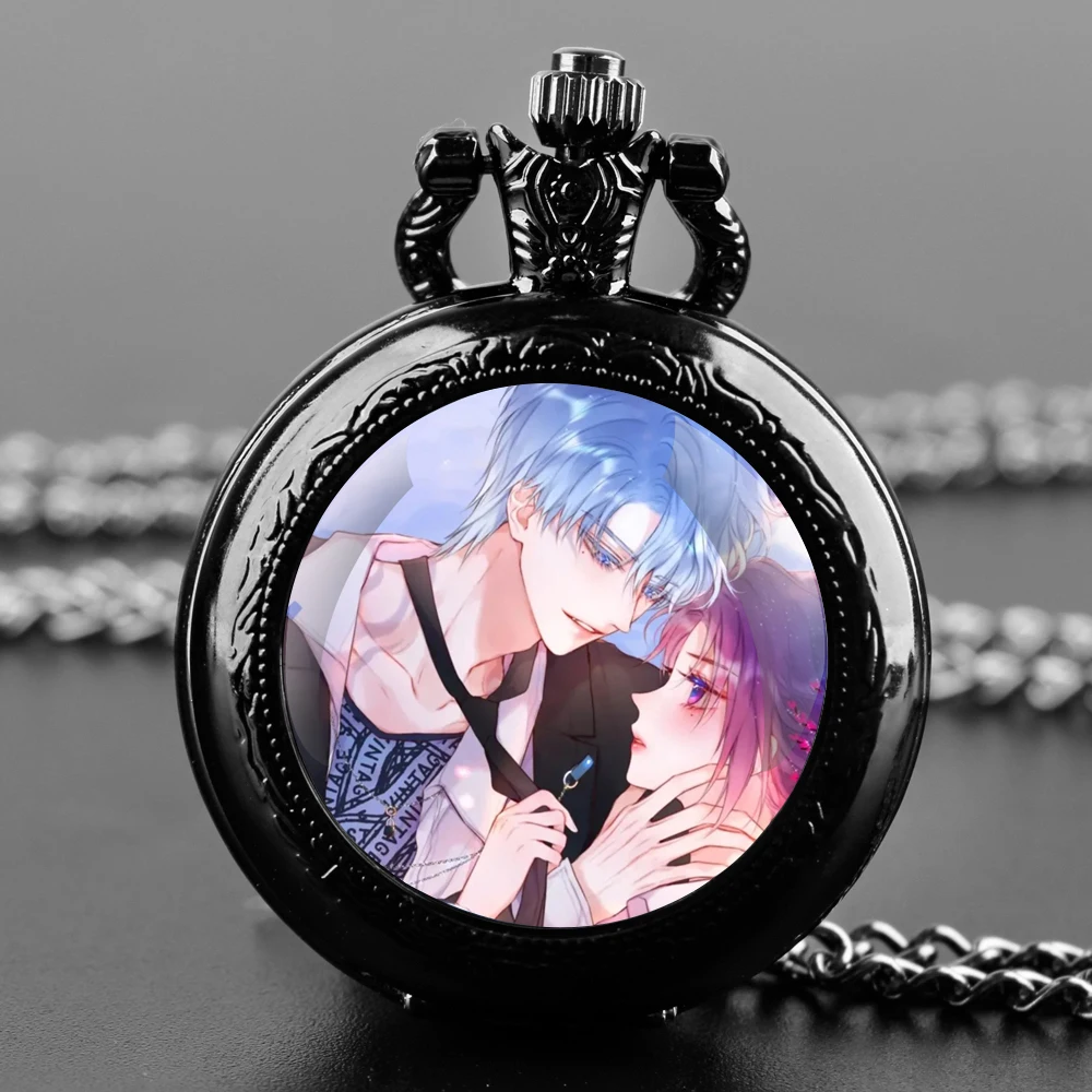 Exquisite Anime The Fox's Trap Glass Dome Quartz Pocket Watch Necklace Pendant Gifts For Women Man with Fob Chain