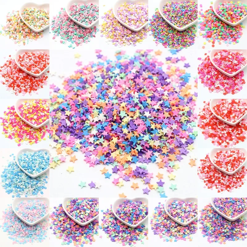 100-200g Polymer Clay Star Point Cylinder Mixed Soft Ceramic Patch DIY Mobile Phone Shell Nail Beads Jewelry Accessories 3-5mm