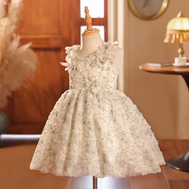 2024 Children's Princess Evening Gown Fashionable Flower Ruffle Design Wedding Birthday Baptism Easter Eid Party Girls Dresses