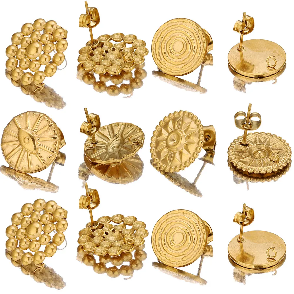 6pcs/lot Stainless Steel Gold Sun Eye Spiral Circle Earrings Hooks Posts Earrings Back for DIY Jewelry Making Supplies Wholesale