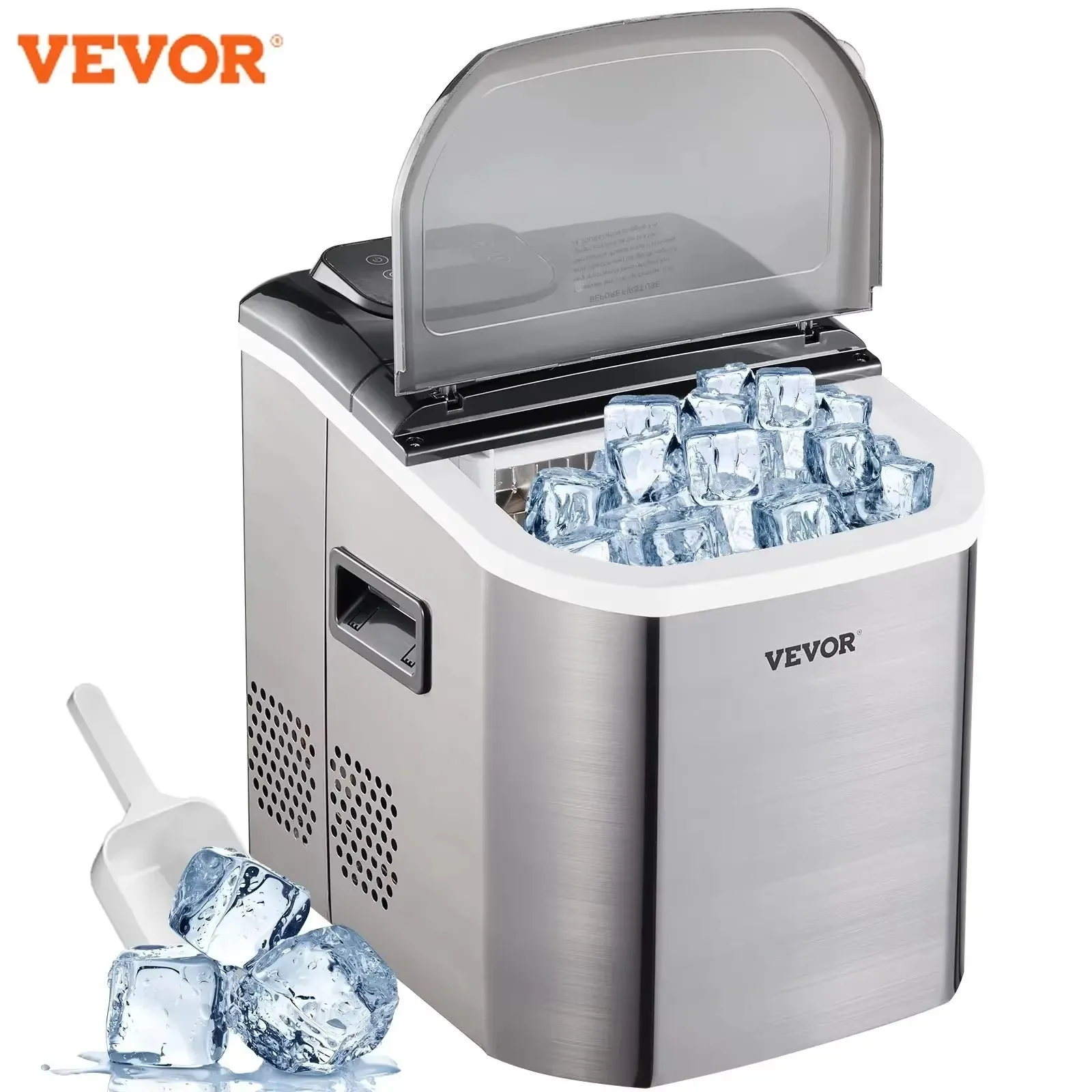 VEVOR 18KG Ice Maker,Ice Cube Maker Machine, Stainless Steel 40LBS Ice Making Machine,Countertop Ice Maker for Kitchen Home Bars