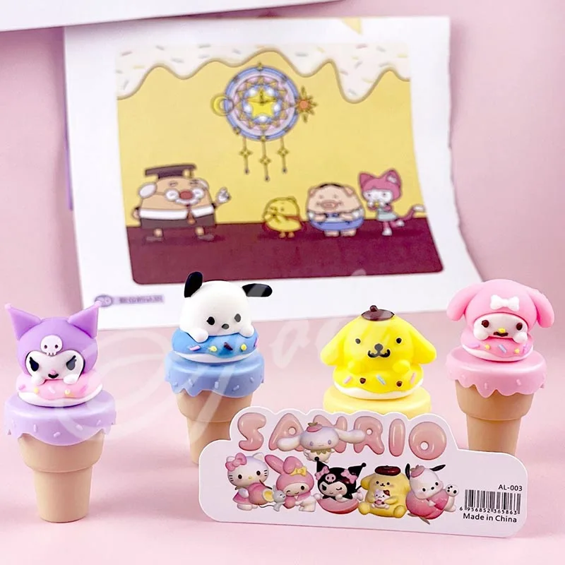 24pcs/lot Sanrio Cone 4 Colors Highlighter Cute Melody Pochacco Kuromi Drawing Painting Marker Fluorescent Pens School Supplies