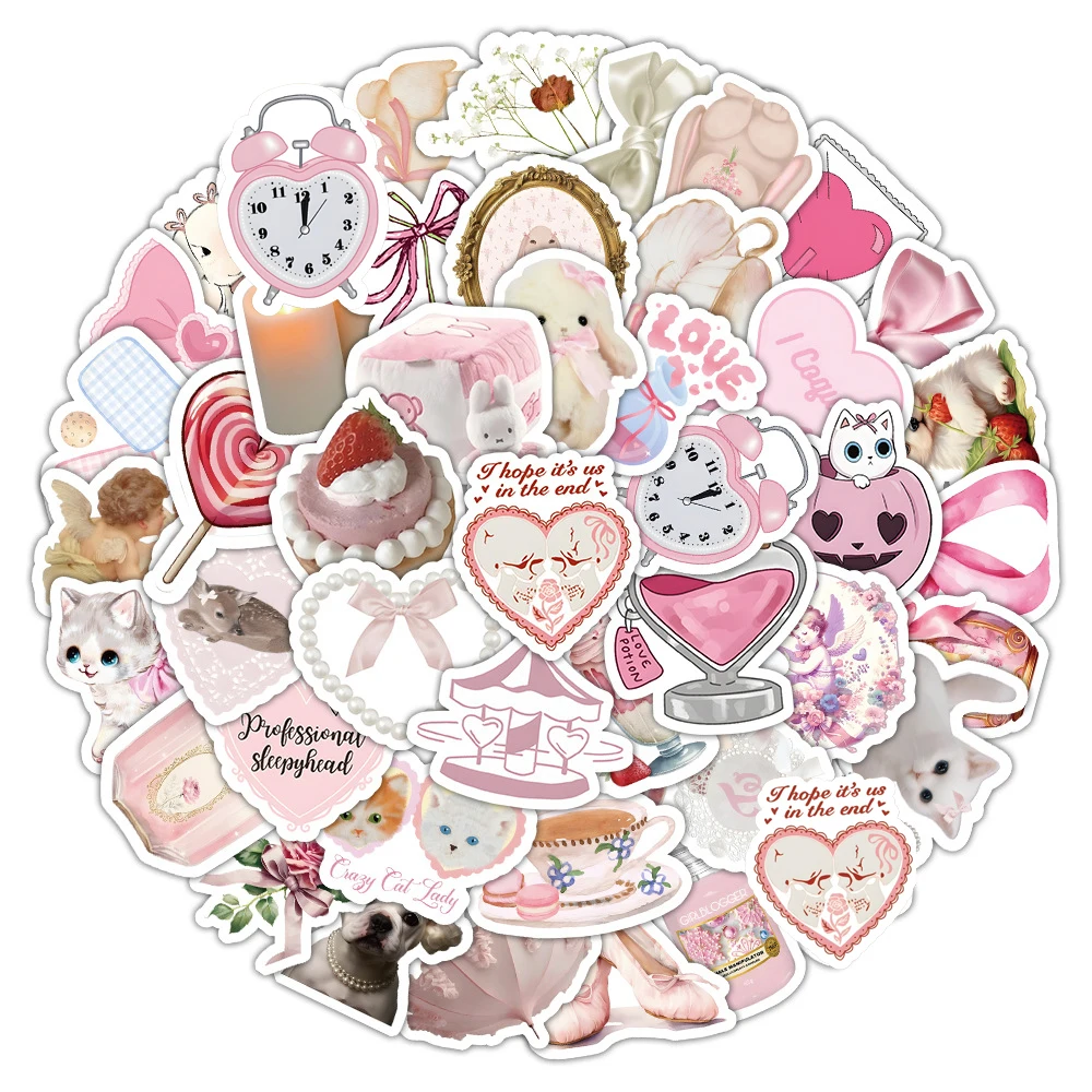 

10/30/60pcs INS Style Coquette Aesthetic Stickers Cute Girl Gift Decals DIY Skateboard Suitcase Phone Kawaii Decoration Sticker