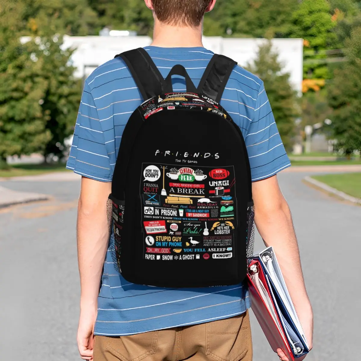 Friends Qu Backpack Student BookBag Men Women School Bag Laptop Shoulder Bags
