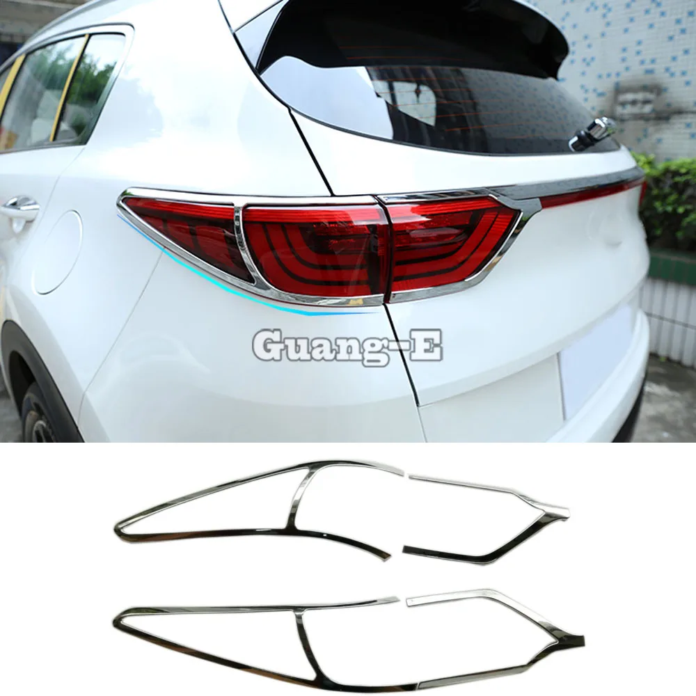 High Quality Car Detector ABS Chrome Cover Trim Back Tail Rear Light Lamp Frame Eyebrow 4PCs For Kia Sportage KX5 2016 2017 2018