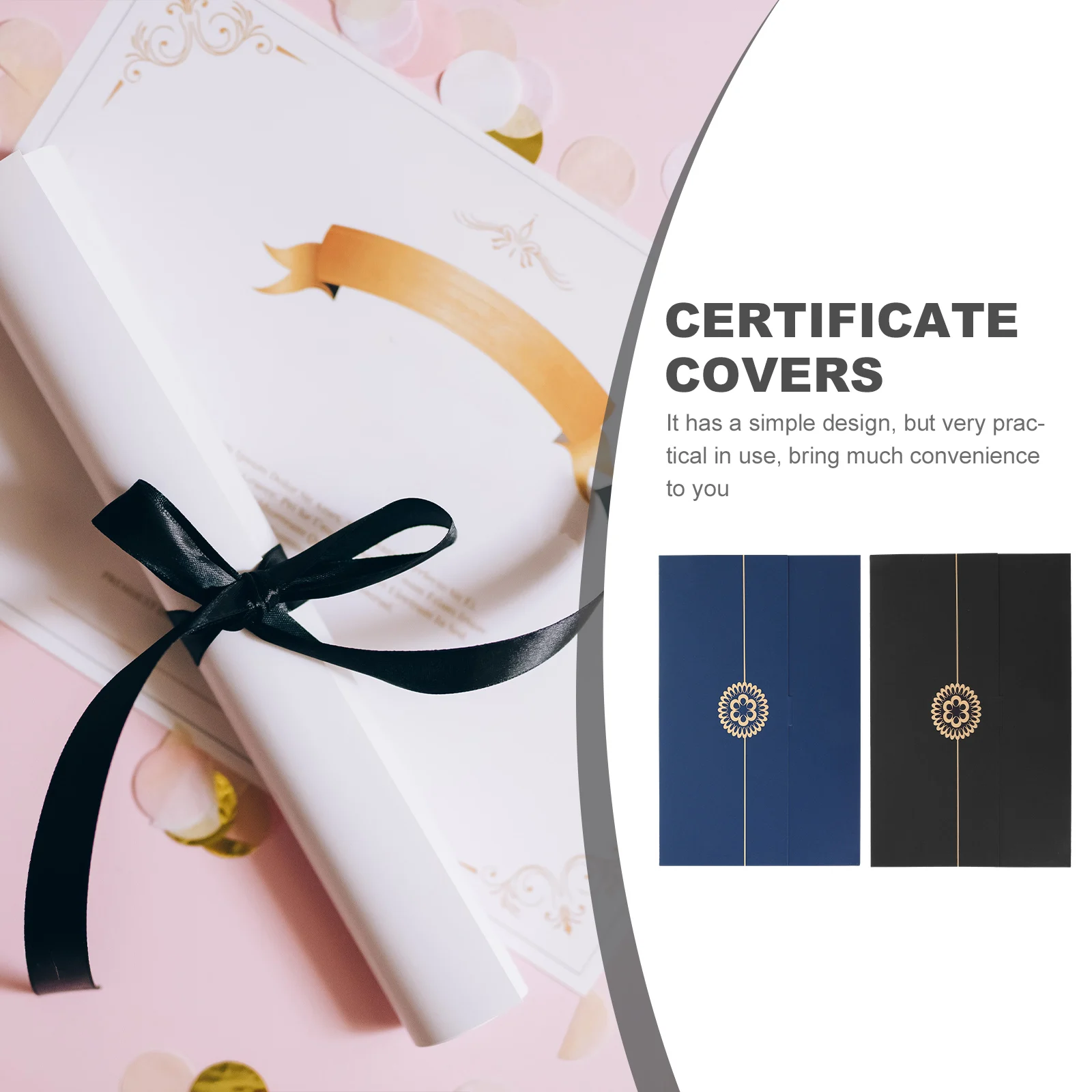 

2pcs Black Gold Paper Certificate Covers Paper Certificate Covers for Graduation Diplomas Awards Document Holders Folder