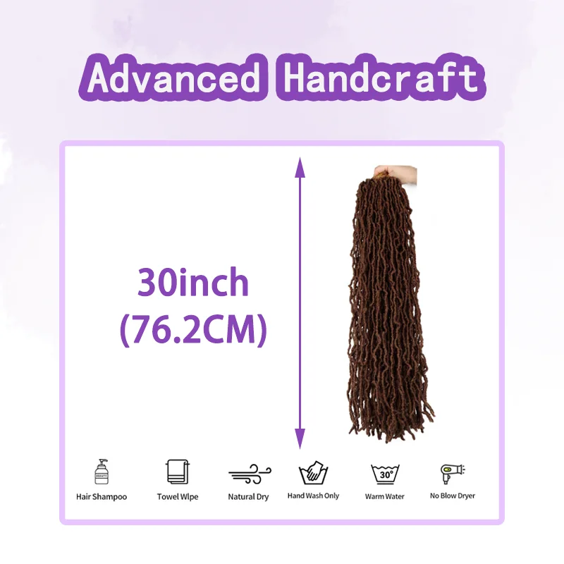 Locs sintéticos suaves marrones, 30 pulgadas, 7 paquetes de Color falso, 30 mechones de pelo de ganchillo, hebra entera, No Locs largos pre-bucle extendidos