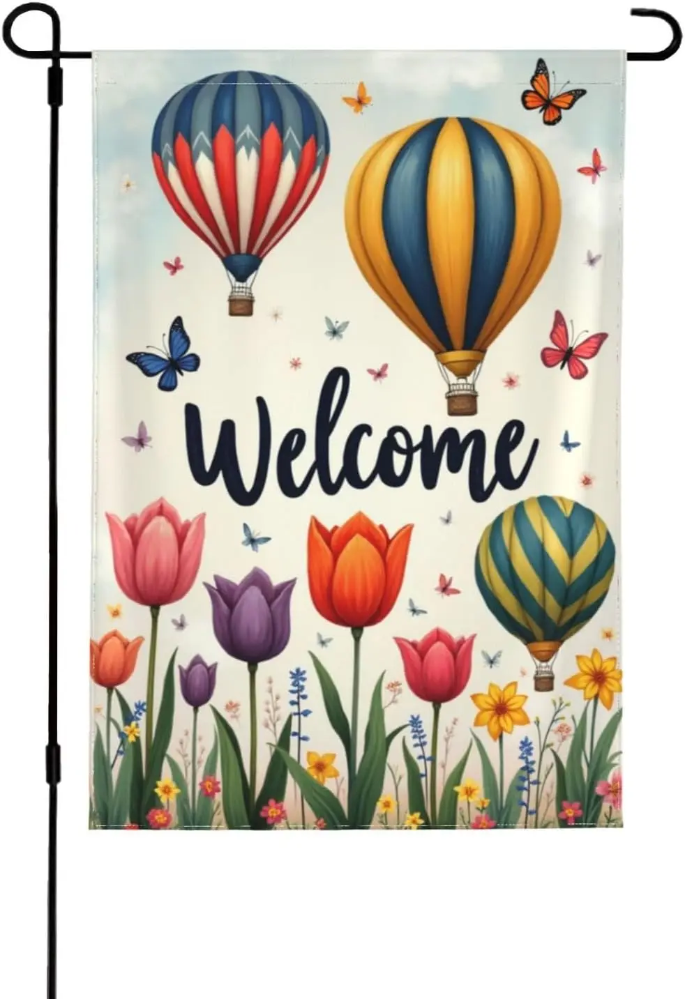 Colorful Hot Air Balloon Sky Scenic Garden Flag Double Sided 12X18 Inch Farmhouse Front Porch Lawn Patio Backyard Entrance A yyi