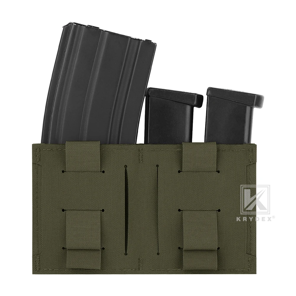KRYDEX Tactical Triple Magazine Pouch Mag Carrier, 9mm 5.56 Molle Pouch, M4 AR15 Mag Bag with Kydex Insert, Belt Vest Accessory