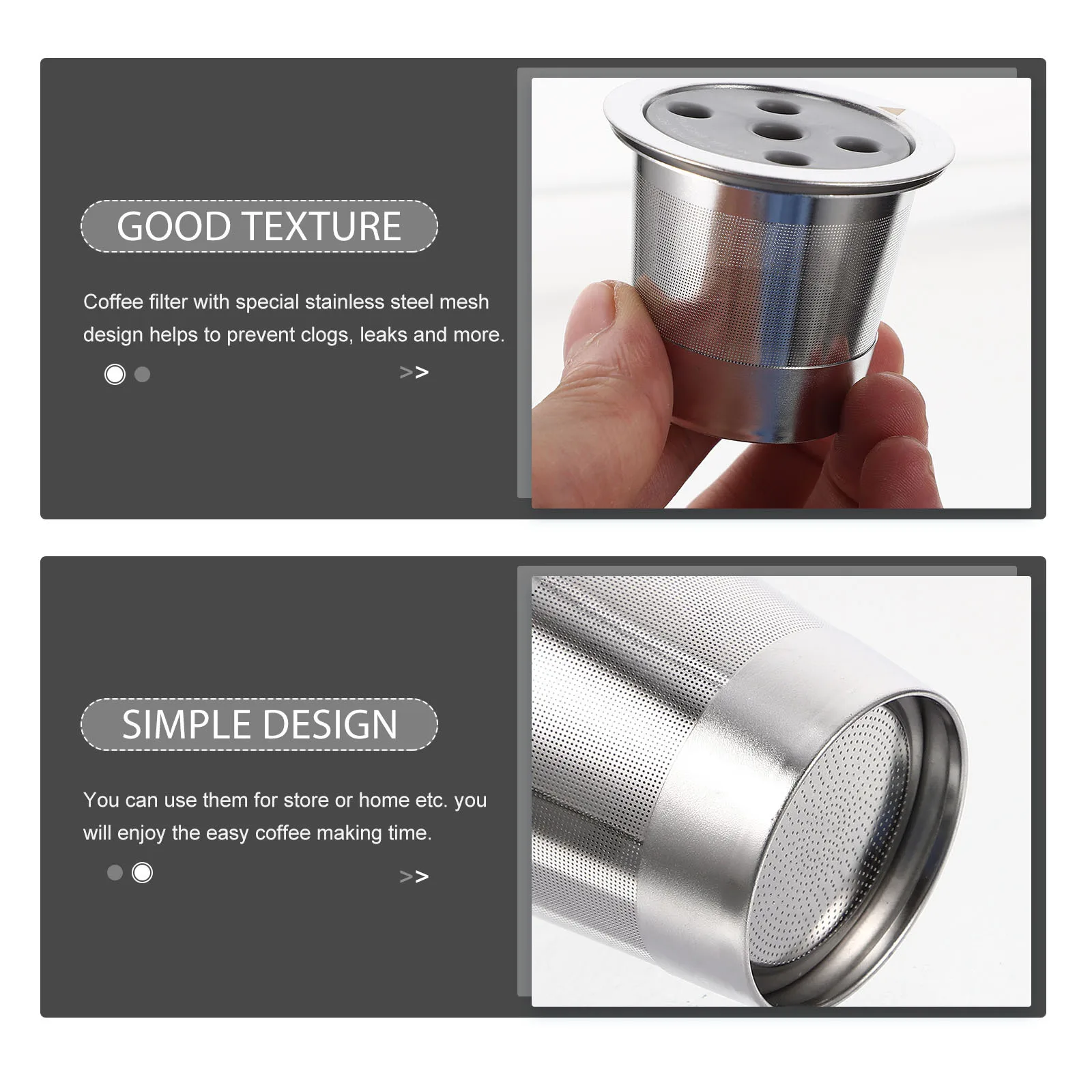 

Stainless Steel Reusable Coffee Filter Cup Design for Fresh Better Tasting Coffee Station Accessory