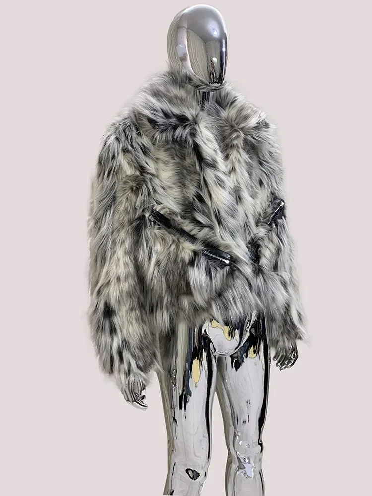 Lautaro Autumn Winter Short Colorful Multicolored Thick Warm Hairy Faux Fox Fur Coat Men Luxury Designer Clothes Fluffy Jacket