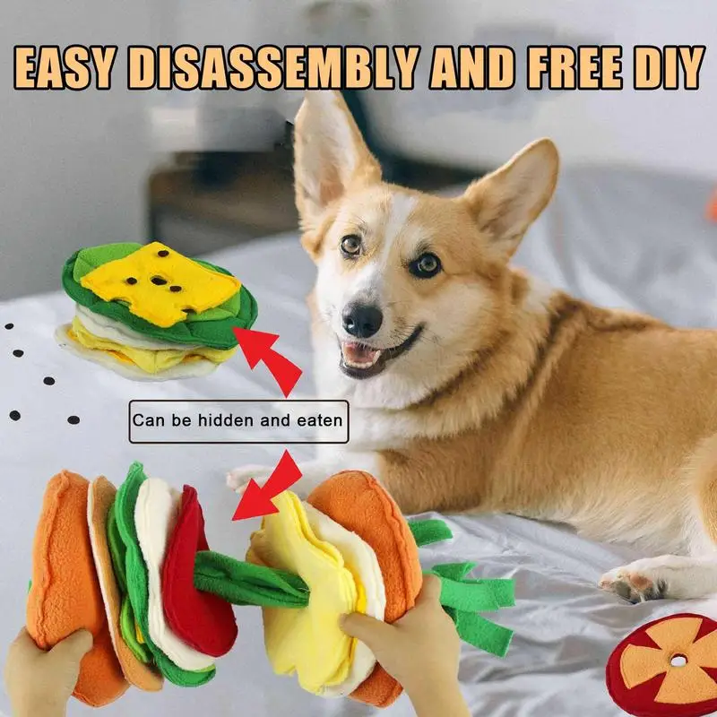 Dog Plush Toy Teeth-cleaning And Chew-resistant Toys Hamburger Shape Dog Treat Toy For Aggressive Chewers Plush Toys For