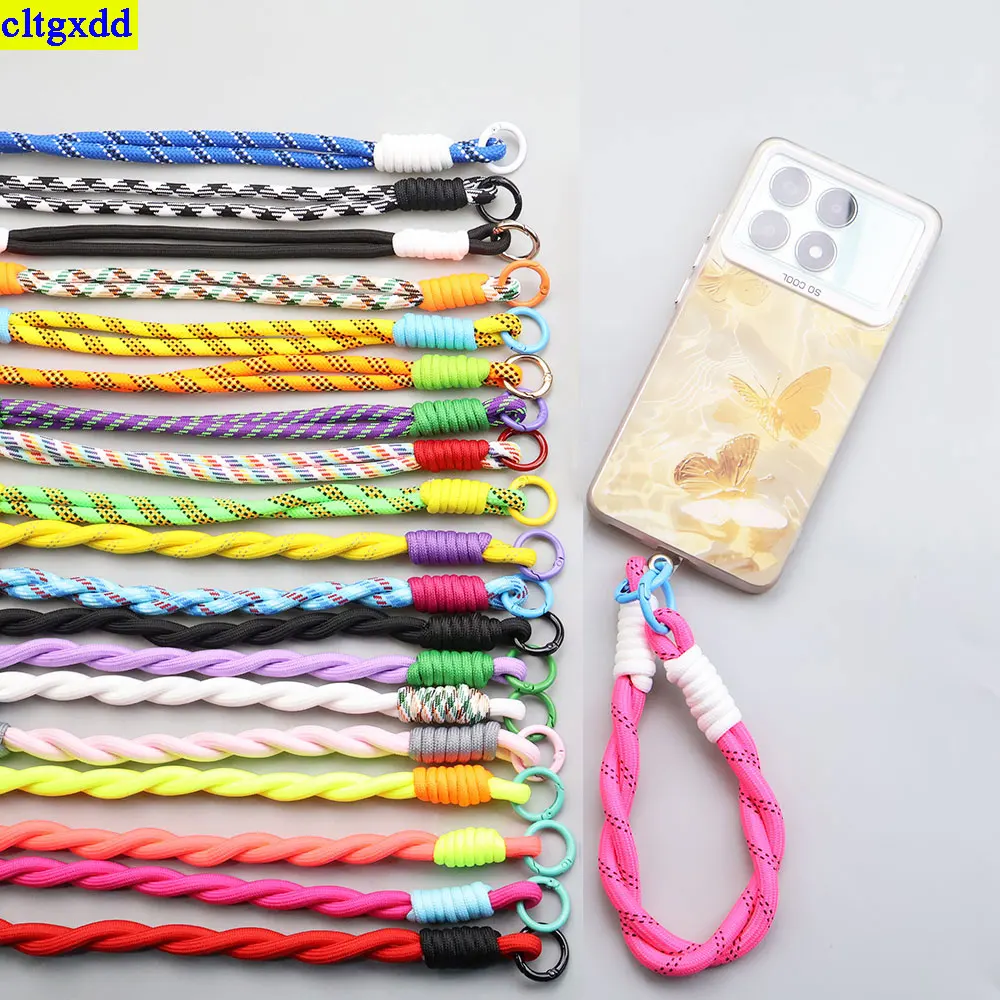 cltgxdd 1piece mobile phone hanging decoration hanging rope short wristband anti loss keychain colorful metal keyring bracket