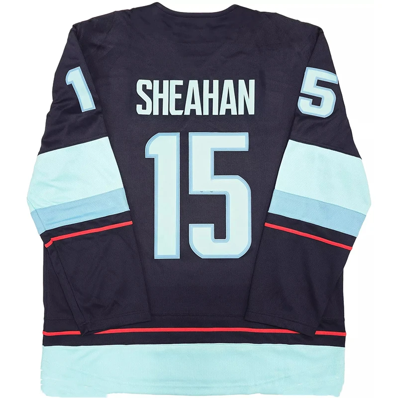 Kraken Riley Sheahan Sport Jersey Ice Hockey Jersey Sheahan No.15 Long Sleeve Jersey Breatable Oversized Loose Unisex Tshirt