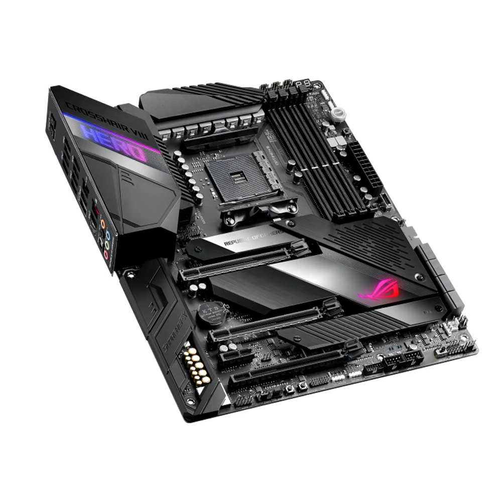 Imagem -03 - Asus Rog-crosshair Vii Placa-mãe Herói X570 Jogos Atx Soquete Am4 Suporte 5500 5600 5700x 5800x3d Cpu Ddr4 M.2 Nvme Pcie 4.0