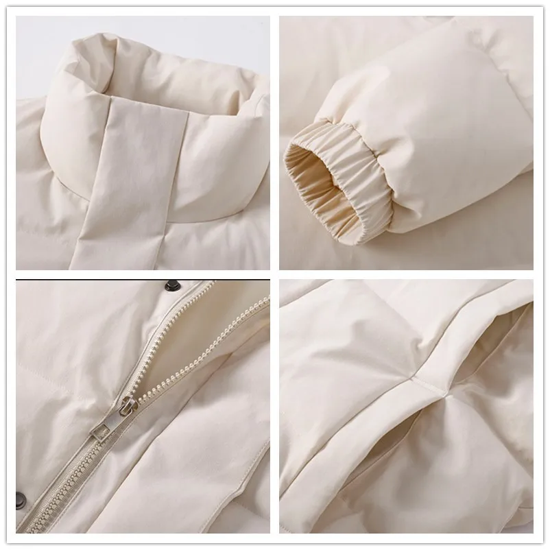 Homme Parka chaud coton rembourré vestes manteau d'hiver Hommes Luxe couleur unie col montant fermeture éclair Chaquetas Para Hombre hommes vêtements d'extérieur