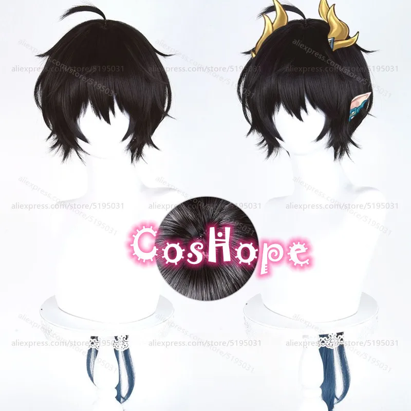 

HSR Dan Heng Permansor Terrae Косплей Парик 85 см Черный Синий Парик Термостойкие Синтетические Парики для Хэллоуина Карнавальный Костюм Партии