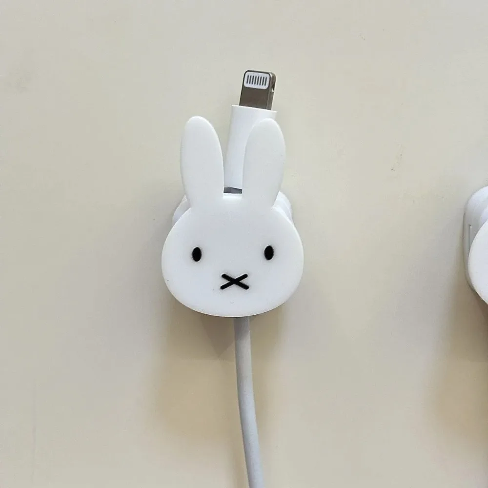 3PCS Set Kawaii Miffy Magnetic Data Cable Organizer Cartoon Desktop Phone Charging Fixator Wall-mounted Clip Gift Toys view 4