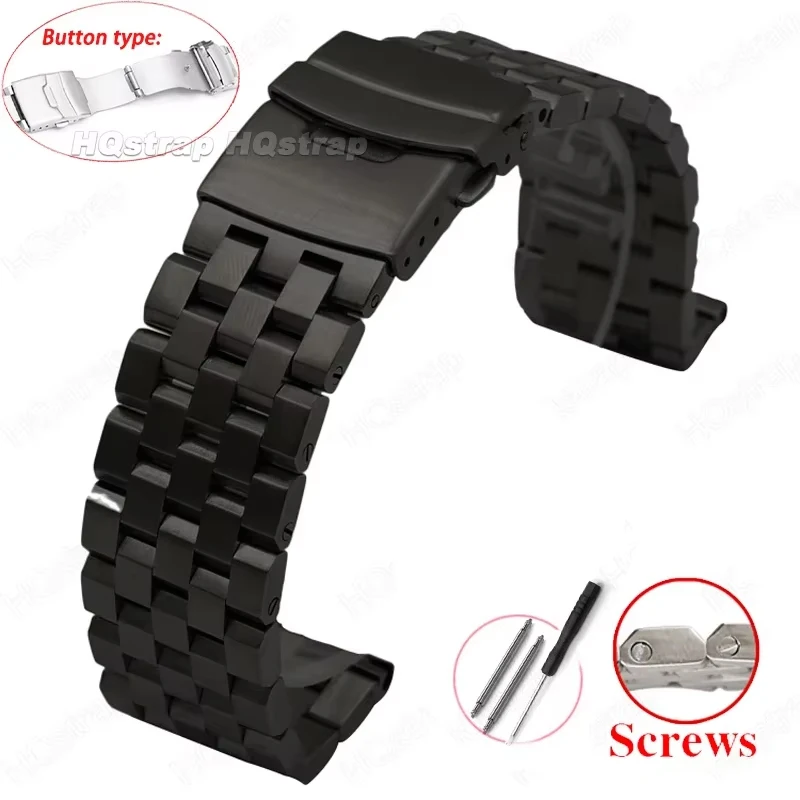 Hochwertiges, komplett massives Edelstahl-Uhrenarmband, 18 mm, 20 mm, 22 mm, 24 mm, 26 mm, flache Schnittstelle, Armband mit Werkzeug, Armband aus Metall