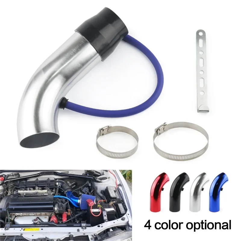 

Universal Alumimum 3'' 75mm Car Cold Air Intake System Turbo Induction Pipe Tube silver Black Red Color