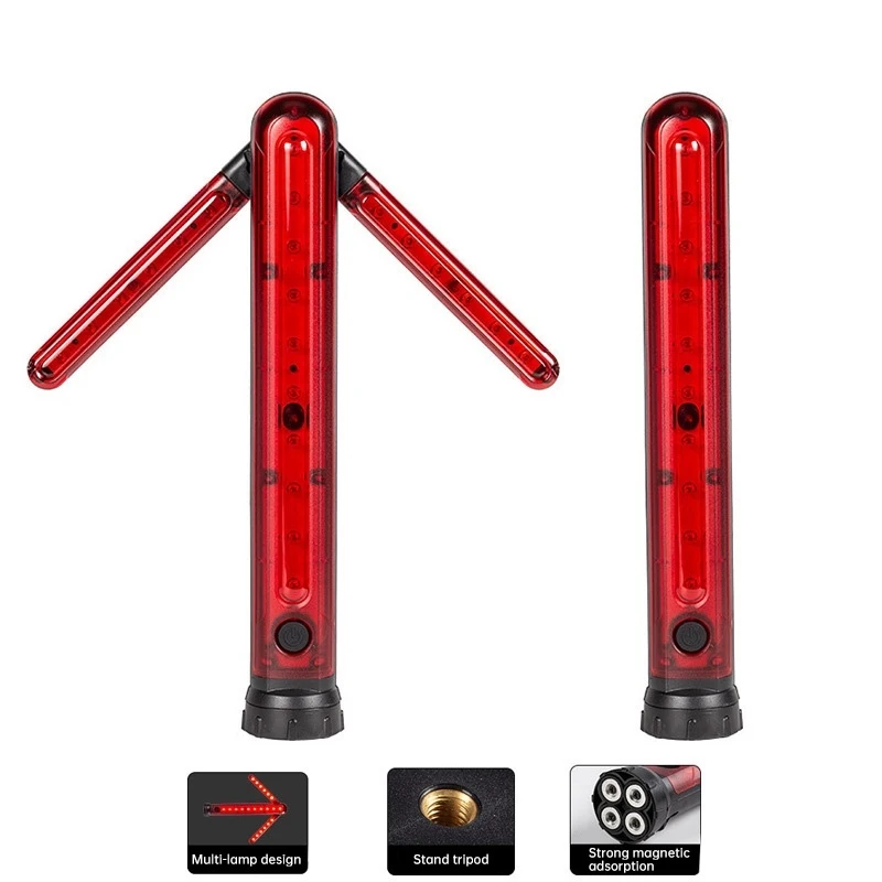 triangle traffic light emergency warning light red blue flash arrow light Multifunctional road signal lamp folding USB charging