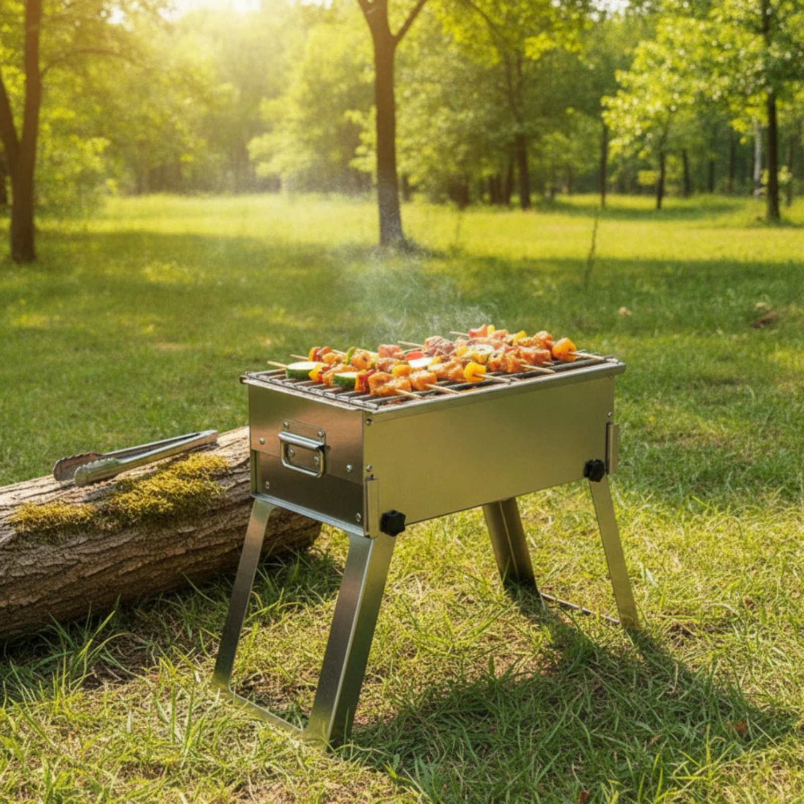 Stainless Steel Charcoal Grill Ventilated Portable Charcoal Grill Rust-Resistant Long-Lasting for Campers, Camping