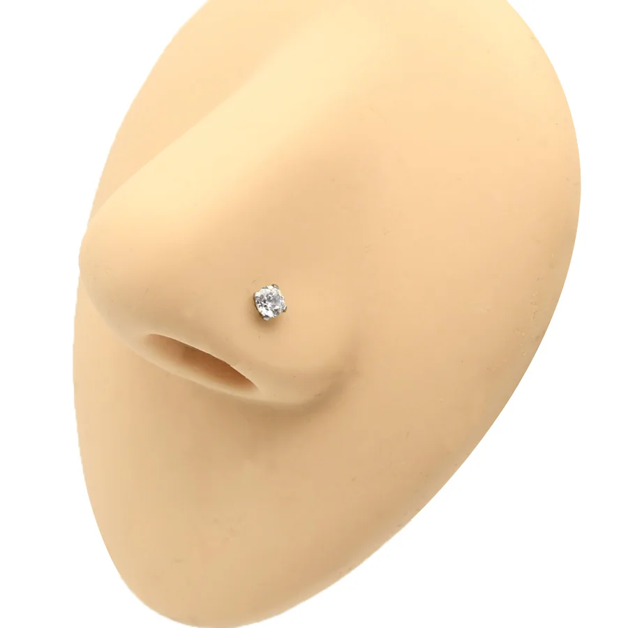 4Pcs 2~5mm CZ Soft Acrylic Nose Stud Earrings Flat Back Labret Lip Piercing Ear Jewelry Tragus Helix Piercing 16G 6/8mm Post