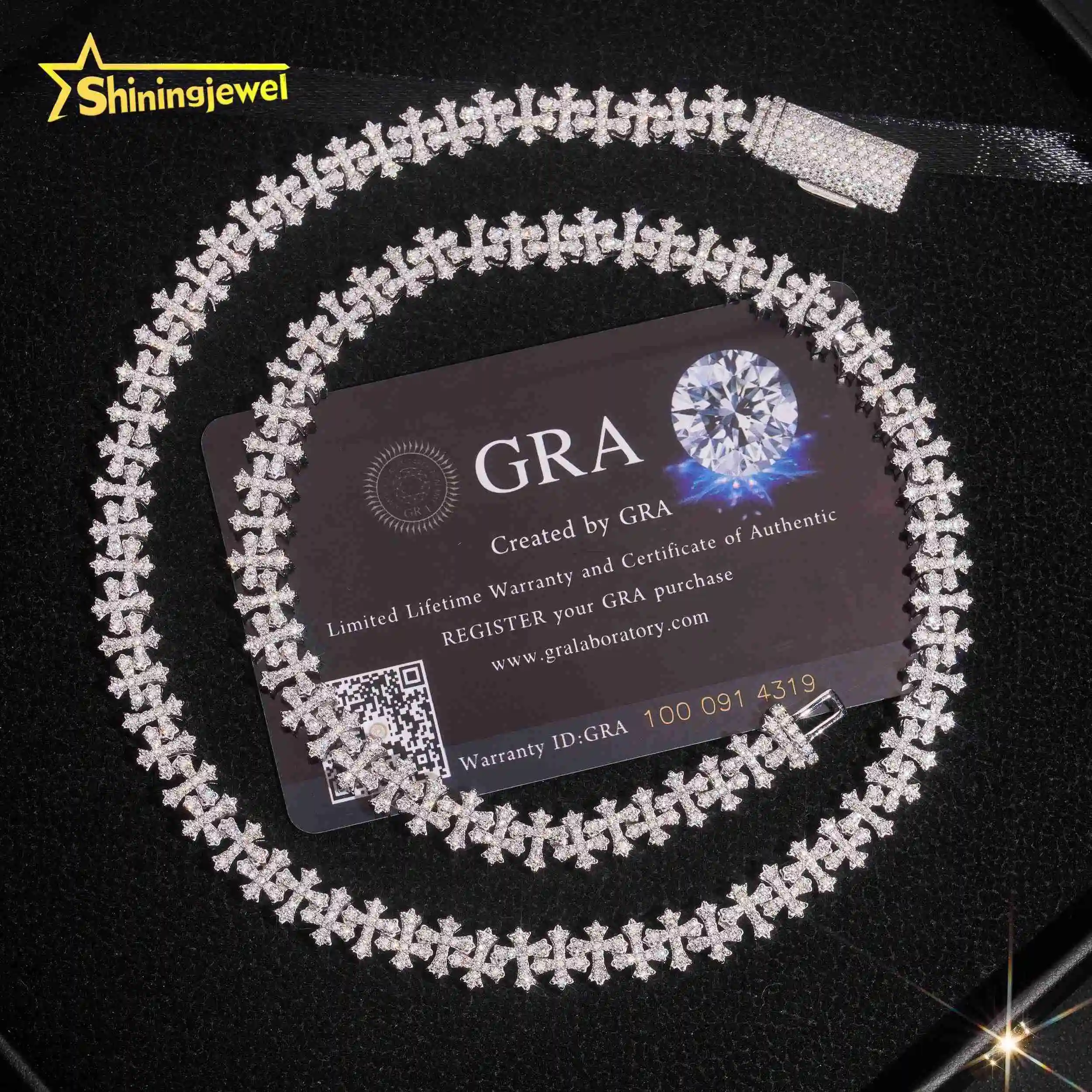 Fine Jewelry Fashion Hot Selling 925 Sterling Silver Hip Hop 8mm Iced Out Infinity Cross Necklaces，