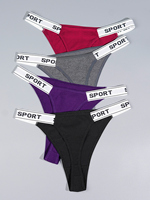 Large size sexy women's letter printed four pack thong underwear