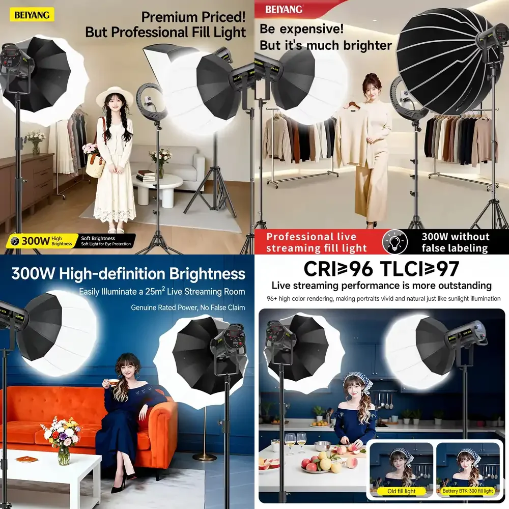Bei Professional High-Power Adjustable Color Temperature Remote Control Photography Lighting System for Indoor Studio
