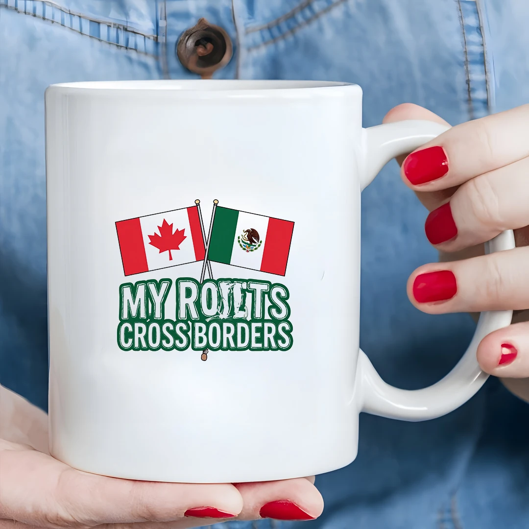 

11oz Canada-Mexico Flag Cup Dual-Nationality Hot & Cold Beverage Cup Christmas Family Office Gift