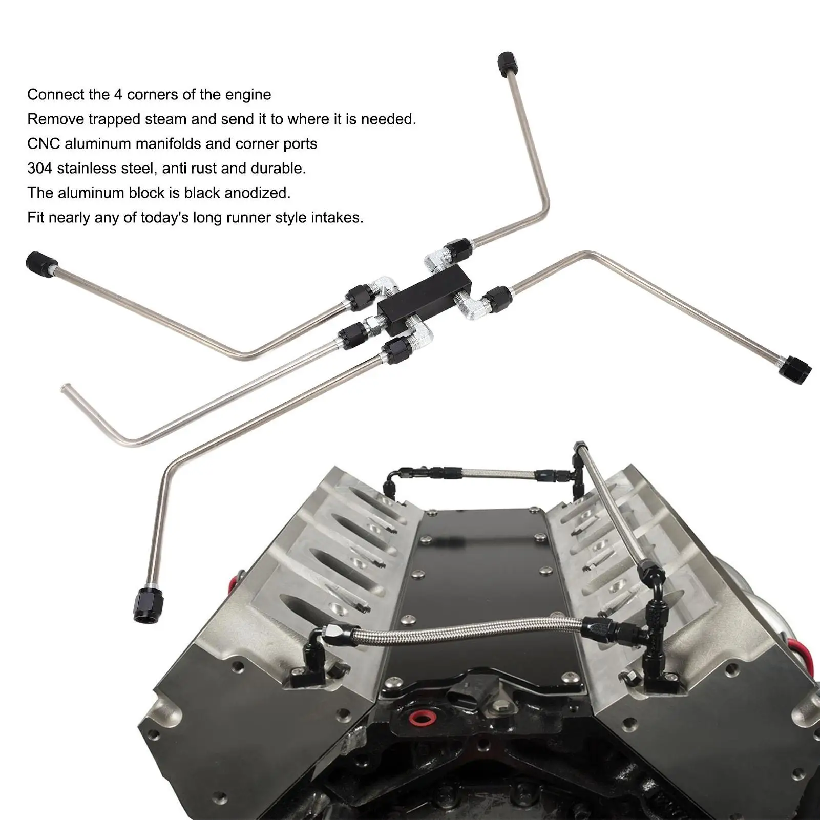 Complete Coolant for crossover Steam Vent Kit Stainless Steel for LS1 LS3 LS6 LS7 LSX Engines