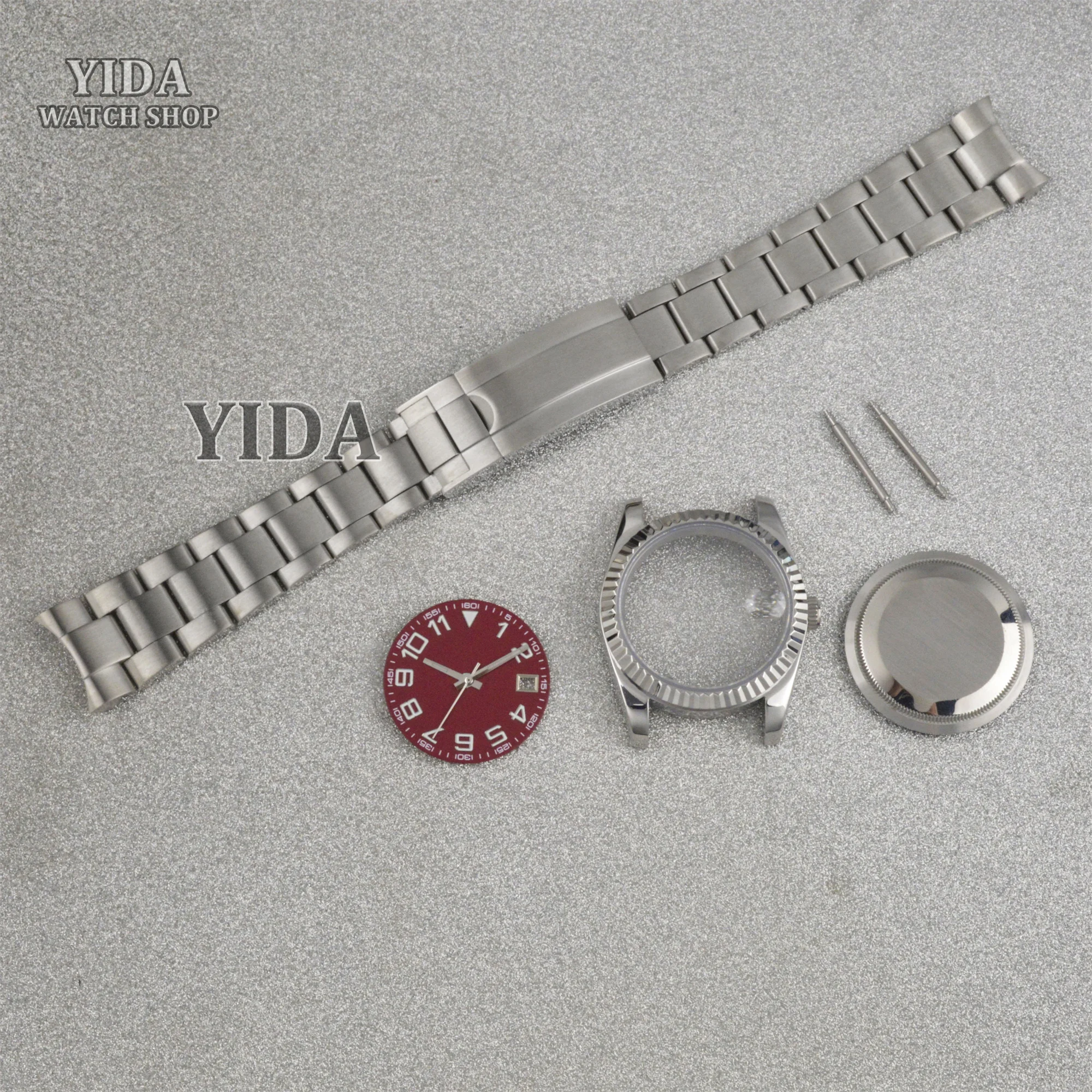 Silver Watch Case Strap Dial Hands Stainless Steel Oyster Datejust Style Replacements For NH35 NH36 Movement Mod Watch Accessory