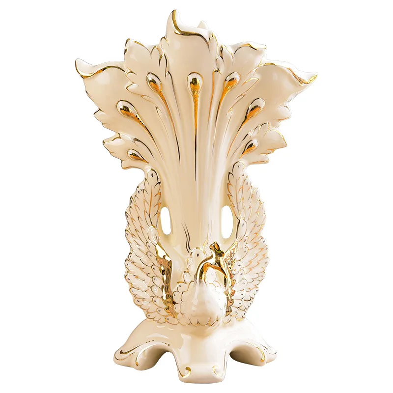 European ceramic vase ornament Liu peacock open screen flower insert creative home jewelry decoration living room countertop