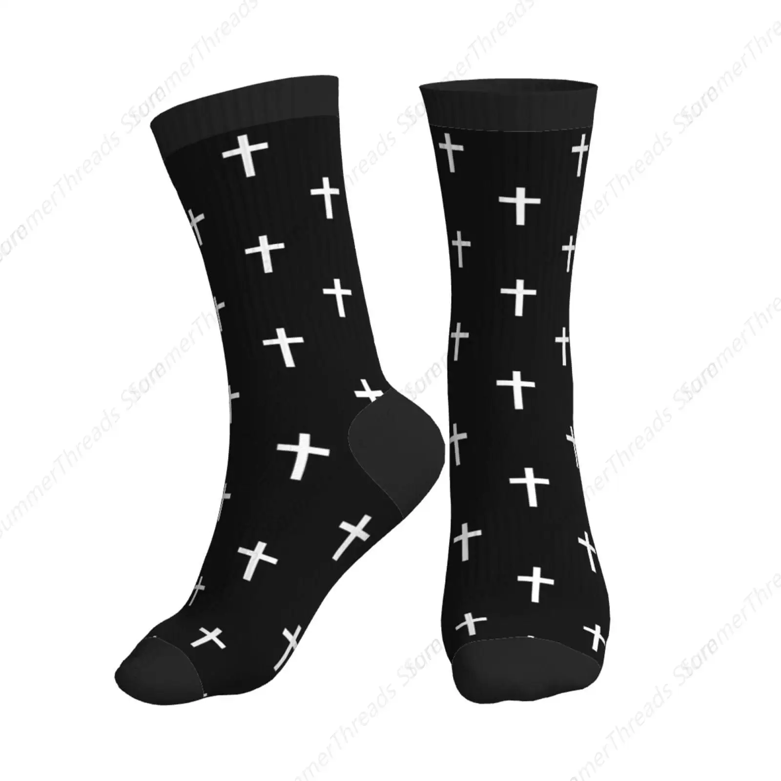 

Black and White Funny Jesus Cross Socks Gifts for Christian Women Men