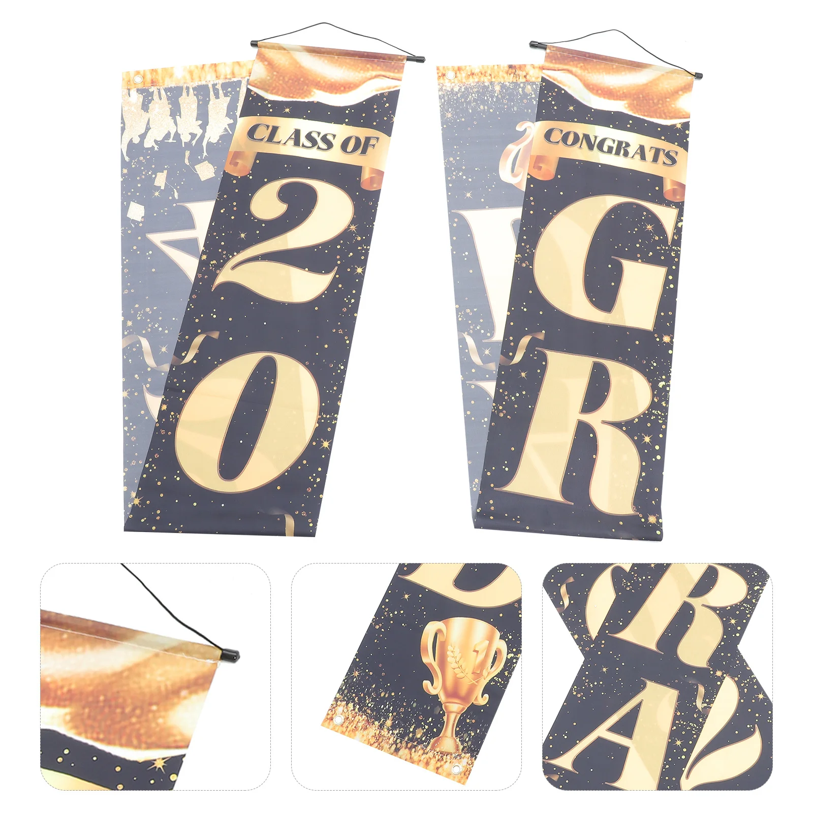 

1 Pair Class Of 2024 Graduation Door Couplets Porch Banners Grad Decor Backdrop Party Supplies Outdoor Hanging Banner