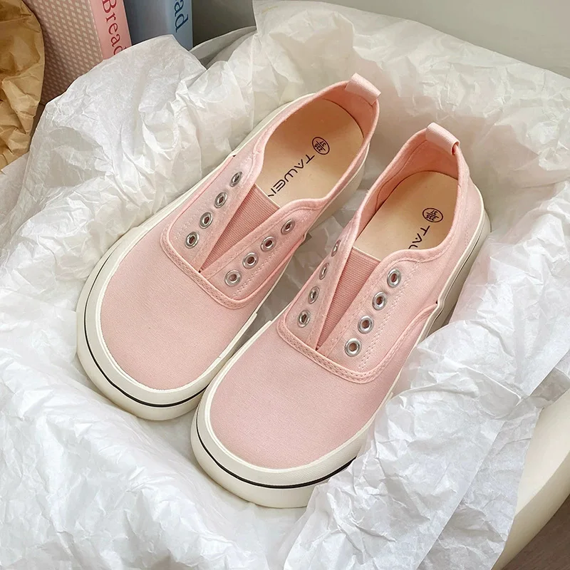 

Pink Mango Head Slip-On Canvas Shoes Women's Low-Top Breathable Elastic Band Lazy Shoes Summer Thin Style Versatile Comfortable
