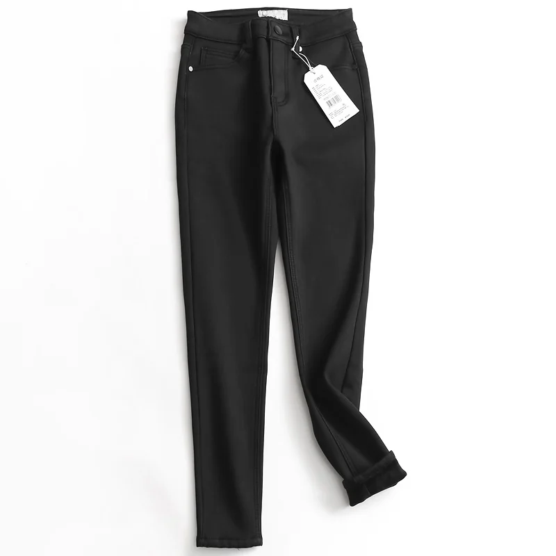 

Thickened Fleece Lined High Waist Slim Fit Bootcut Jeans Women's Winter Warm Stylish Versatile Pure Color Slimming Pants