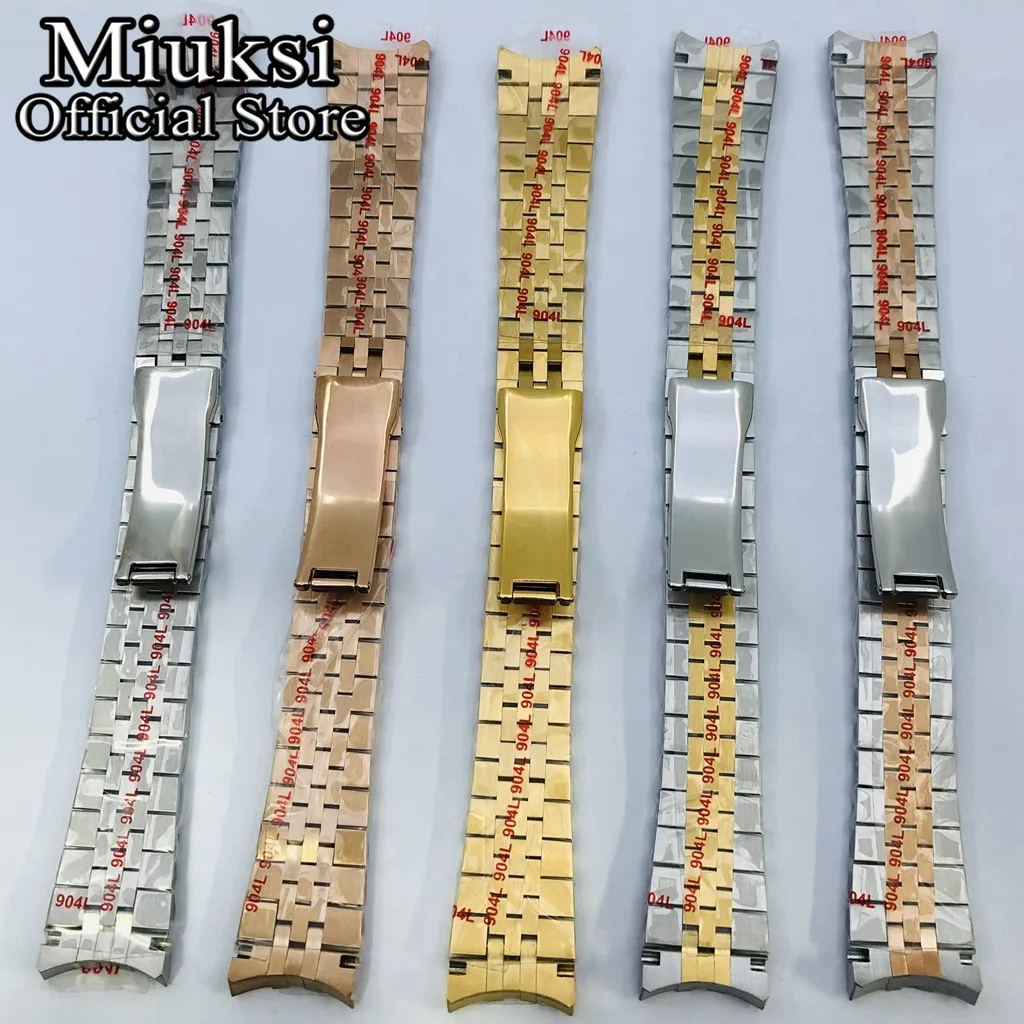 Miuksi 20mm silver gold rose gold black bracelet 904L stainless steel band folding buckle fit miuksi 36/39/40mm case