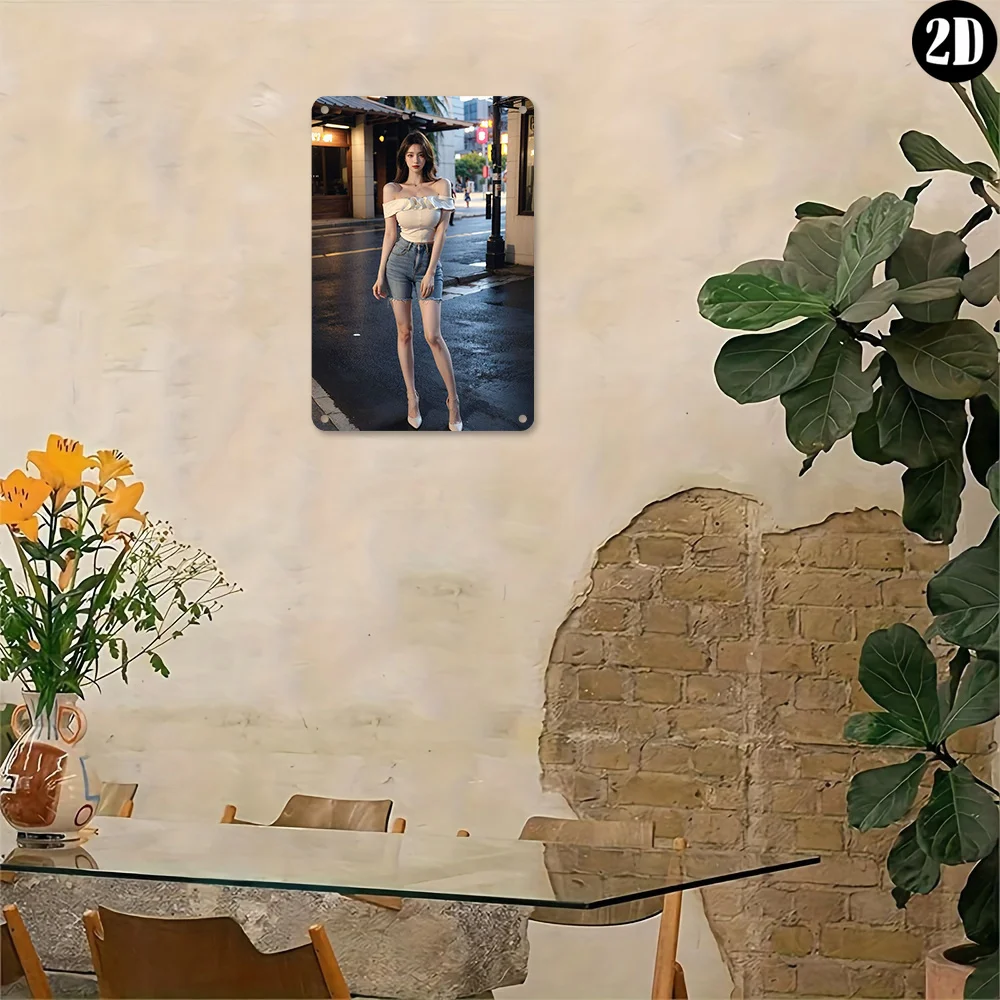 1 قطعة ريترو 1950s امرأة خمر في المطر معدن القصدير تسجيل-8x12 بوصة جدار الفن ، الثقيلة فرملس الحديد ديكور