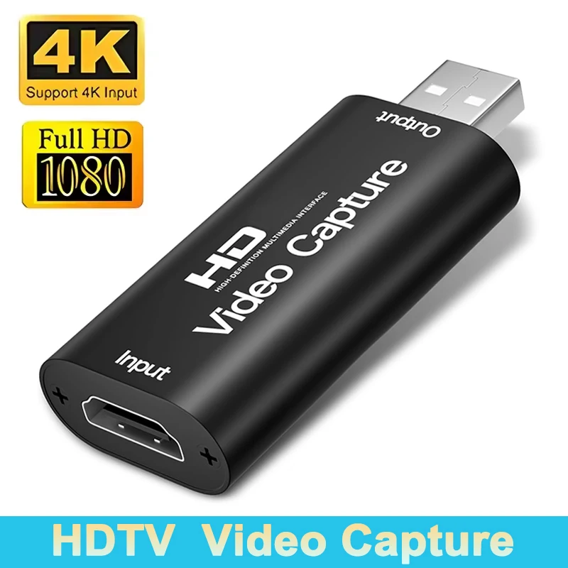 Metal 4K compatible Video Capture Card USB 2.0 Video Grabber for PS4 Game DVD Camcorder Camera Record Video Live Streaming