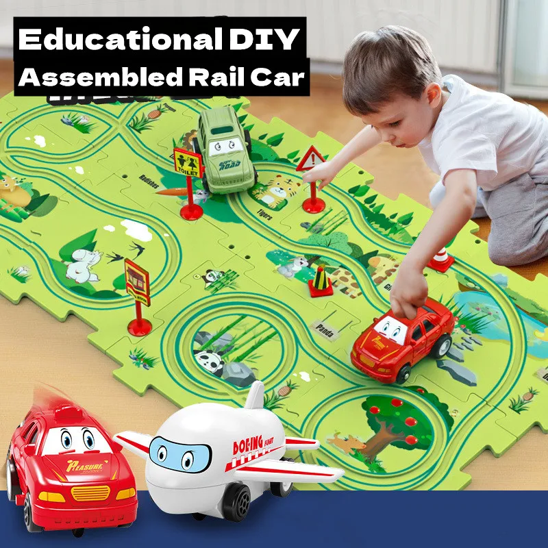 25 pezzi per bambini puzzle educativo vagone ferroviario elettrico assemblaggio fai da te giocattolo taxi treno pista auto giochi da tavolo logici puzzle giocattoli regali