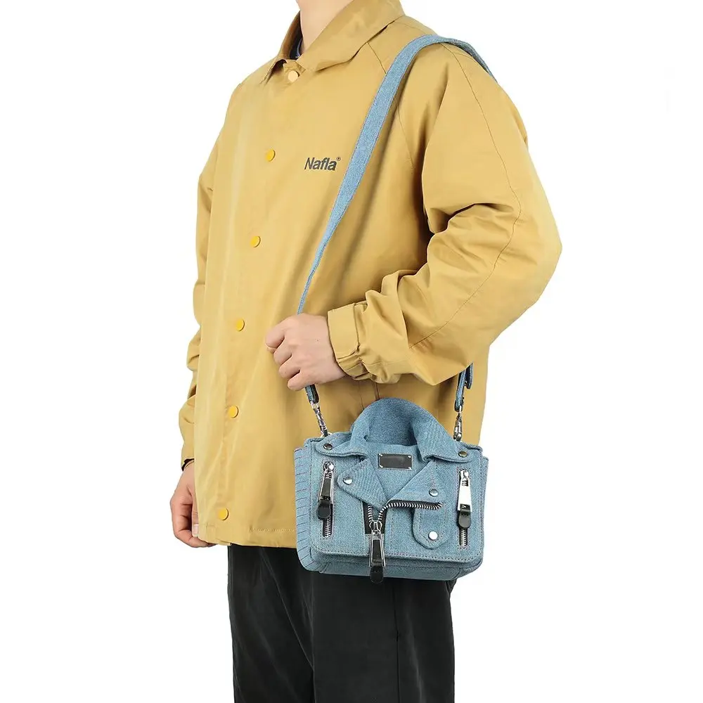 

2025 Новая женская высококачественная уникальная джинсовая куртка в форме сумки через плечо с клапаном, женская сумка на ремне