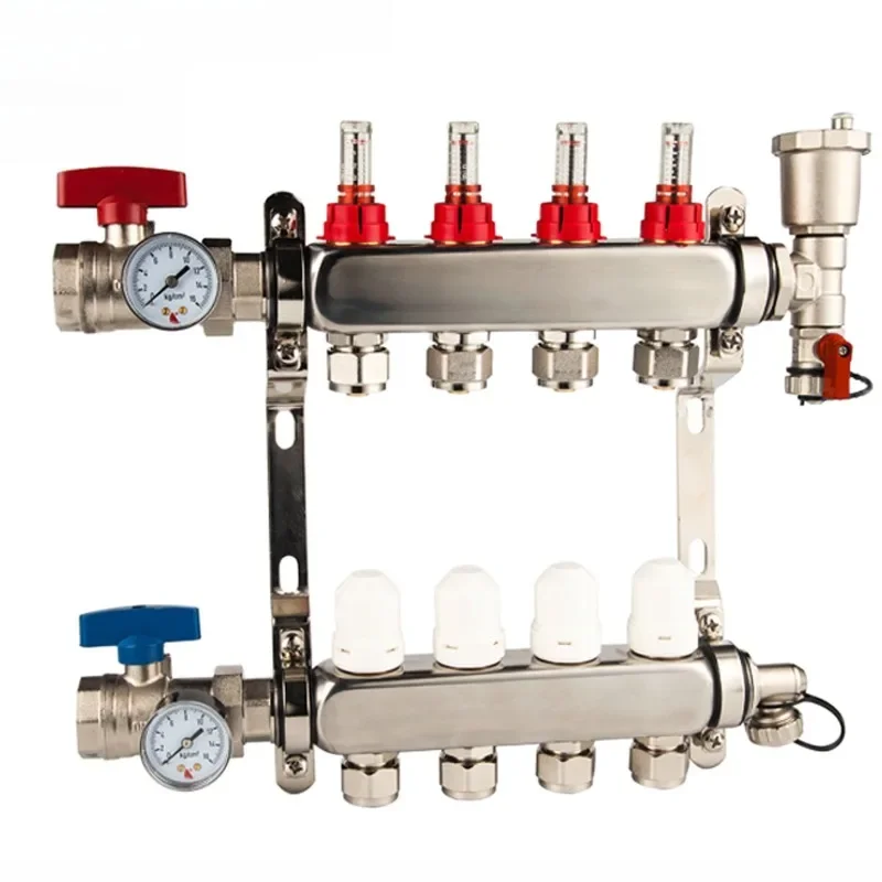 Underfloor Heating Manifold 304 Stainless Steel Floor Heating Parts Manifolds Home Floor Heating Intelligent Temperature Control