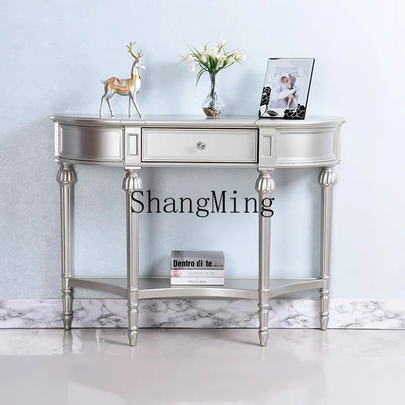 

LXY light luxury semi-round entrance table, next to the sofa in the foyer